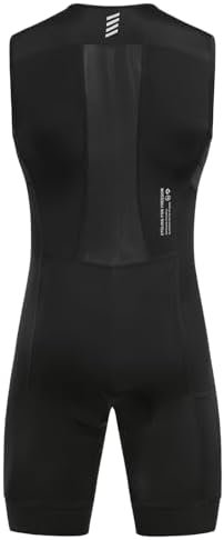 Santic Men's Triathlon Suit Sleeveless Skinsuit Padded Quick-Dry Swim Bike Run with Pockets