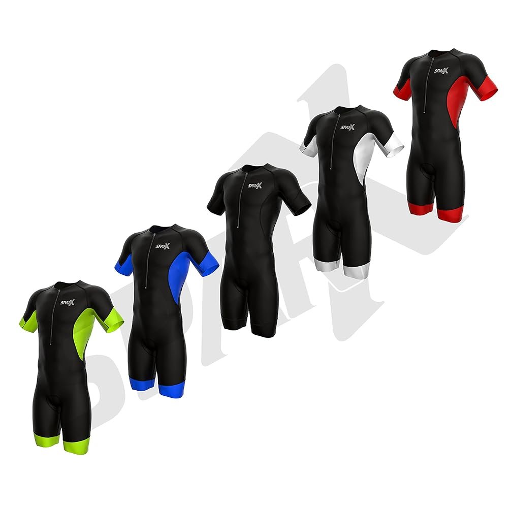 Sparx Men's Elite Sleeved Triathlon Suit Short Sleeve Trisuit SpeedSuit Skinsuit Swim-Bike-Run
