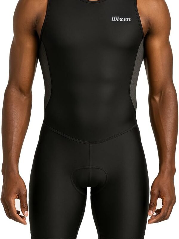 Wixen Men's Performance Triathlon Suit Sleeveless Tri Suit Padded Quick Dry Run Swim Bike