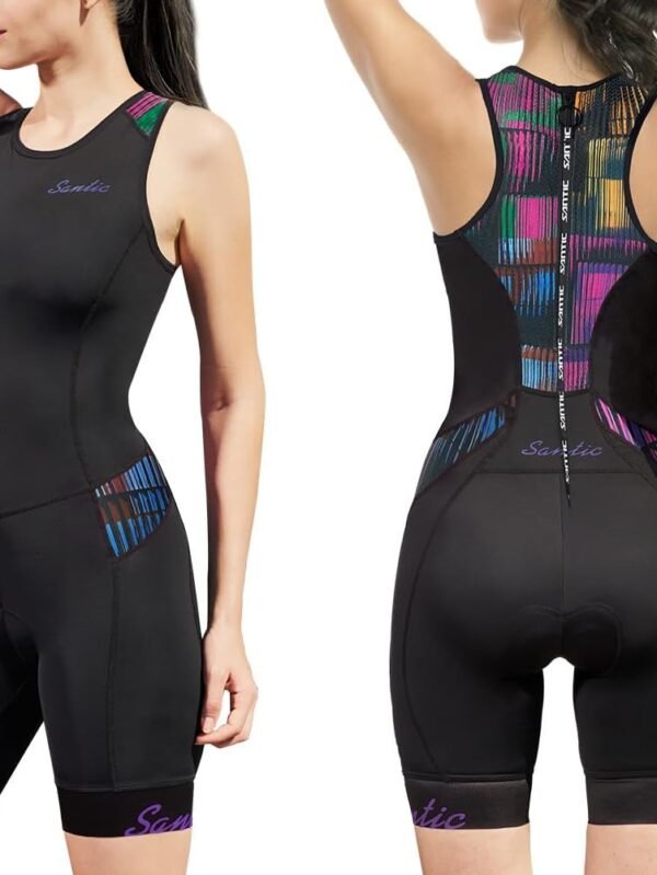 Women's Triathlon Suit One-Piece Sleeveless Tri Suit Padded Quick-Dry Slimming for Running Swimming Cycling