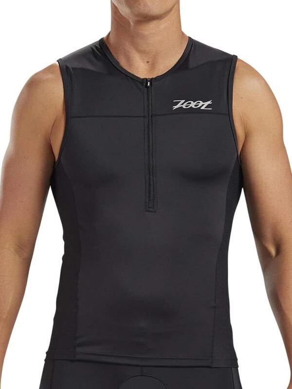 Zoot Men’s Core Tri Tank, Performance Triathlon Race Tank Top, UPF 50+ Fabric, Rear Pockets, Mesh Panels, & Cam Lock Zipper